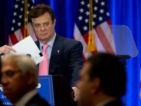 Paul Manafort appears on stage ahead of Republican presidential candidate Donald Trump, June 22, 2016.