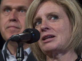 Alberta Premier Rachel Notley: still blaming the Tories