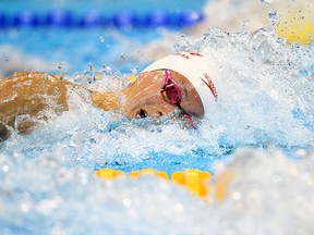 Penny Oleksiak of Team Canada competes in the 100m Freestyle final during the 2016 Rio Olympics in Rio de Janeiro, Brazil on August 11, 2016.