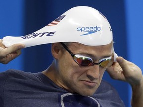 Ryan Lochte prepares for a men's 4x200m freestyle heat during the Summer Olympics in Rio de Janeiro on Aug. 9, 2016. Lochte has been keeping a low profile since slipping out of Rio on Monday morning.