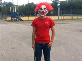 Facebook photo of one of two men dressed as 'clowns' who terrified children in a Gatineau park.