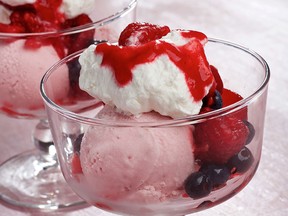 Dorie Greenspan's Summer Sundaes with Raspberry Ice Cream.