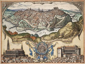 A map titled Toletum, Georg Braun, from 1566 is seen in this undated handout photo. The Toronto Public Library is highlighting its collection of centuries-old maps in a new exhibition, "The Art of Cartography."