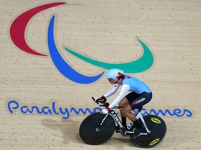 Canadian cyclist Nicole Clermont practices in the velodrome at Rio's Olympic Park on Sept. 6.