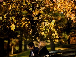 Two people enjoy cream cones on a mild fall evening in Toronto's High Park in this file photo