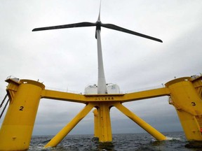 A 100-metre wind turbine off the town of Naraha, in Japan.