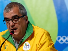 In this Aug. 19 file photo, Mario Andrada, chief spokesman for the Rio 2016 organizing committee, attends a press conference in Rio.