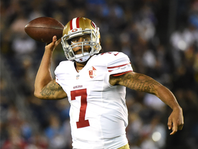 Colin Kaepernick prepares to pass during a Sept. 1 pre-season game against the San Diego Chargers.