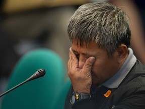 Former death squad member Edgar Matobato testifies during a senate hearing in Manila on September 15, 2016