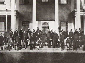 The Fathers of Confederation at he Charlottetown Conference of 1864.  The Ministry of Canadian Heritage still has no plans to issue commemorative medals for Canada’s 150th anniversary.