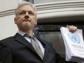 WikiLeaks founder Julian Assange on the balcony of the Ecuadorian Embassy in London on Feb. 5.