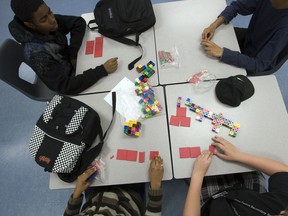 The use of coloured blocks to help kids discover concepts for themselves is one of the hallmarks of discovery math.