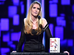 Ann Coulter speaks onstage at The Comedy Central Roast of Rob Lowe at Sony Studios on August 27, 2016 in Los Angeles, California.