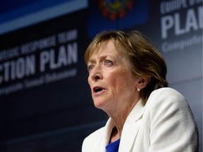 Former Supreme Court justice Marie Deschamps, the author of a report into sexual misconduct in the Canadian Forces, has been highly critical of the military police. She is seen at a news conference on April 30, 2015.
