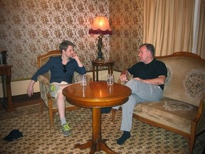 Edward Snowden and Robert Tibbo in Moscow on July 26, 2016.