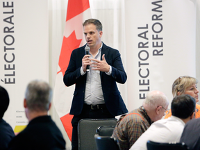 Liberal MP Mark Holland speaks at a federal electoral reform community dialogue at a hotel in Gatineau, Que., Sept. 15, 2016.