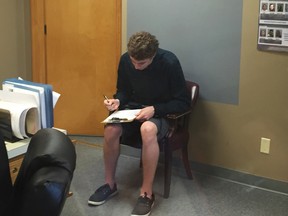 Brock Turner registers as a sex offender at the Greene County sheriff's office on Tuesday, Sept. 6, 2016, in Xenia, Ohio.