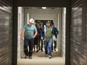 Miners finally head home after being stuck underground for 24 hours at the rocanville potash mine Sept 25, 2012. Some of their colleagues at a Saskatchewan potash mine were briefly trapped by an earthquake on Wednesday.