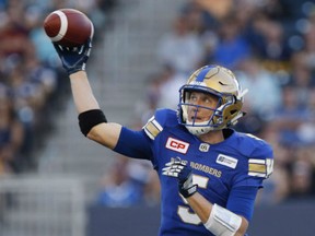 Winnipeg Blue Bombers quarterback Drew Willy, seen in action in July, was traded to the Toronto Argonauts on Sunday, before the Bombers also acquired quarterback Kevin Glenn from Montreal.