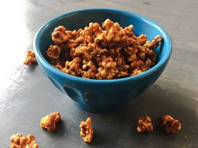 Dorie Greenspan's Caramel-Honey Popcorn can be spiced up with chipotle and cinnamon.