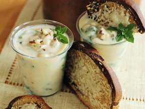 Roasted Cauliflower and Greens Soup with Cheesy Rye Toasts.