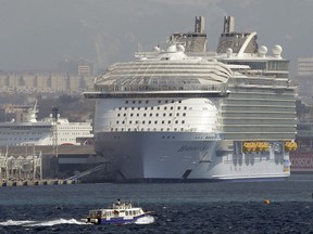 The Harmony of the Seas docked in Marseille harbor, southern France, Tuesday, Sept. 13, 2016.