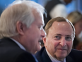 NHL commissioner Gary Bettman, right, and NHLPA executive director Donald Fehr speak at the Economic Club of Canada on Friday. Bettman indicated international competition will take place as long as labour peace exists.