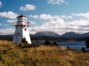The Woody Point Lighthouse is surrounded by Gros Morne National Park, N.L.