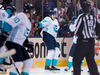 Team Europe's Leon Draisaitl (centre) celebrates his game-winning overtime goal against the Czech Republic on Sept. 19.