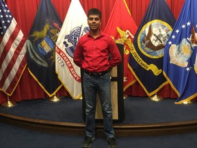 The issue of hazing and abuse at Parris Island surfaced March 18, when a 20-year-old recruit with Pakistani roots — Raheel Siddiqui, pictured — died after leaping from a stairwell landing that was nearly 12 metres high while running away from the same drill instructor who used the dryer