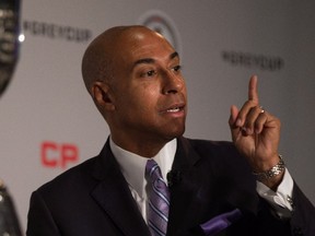 CFL commissioner Jeffrey Orridge will not appear in Regina for the Roughriders' Plaza of Honour ceremony because of ongoing squabbling between the team and the league.