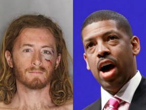 Kevin Johnson (R) allegedly punched Sean Thompson (L) multiple times in the face.