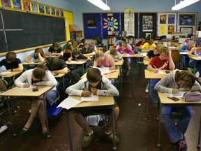Students in a London, Ontario take a test