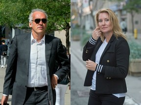 Eleanor McCain and Jeff Melanson appear outside Toronto's 393 University Ave. courthouse