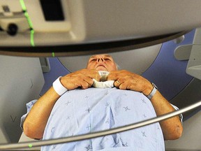 A prostate cancer patient undergoes radiation treatment in a July 11, 2013 file photo.