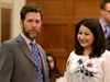 Conservative MP Scott Reid with Liberal MP Maryam Monsef before a meeting of the Committee on Electoral Reform, July 6, 2016.