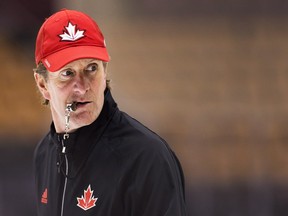 Mike Babcock runs Team Canada through drills on Sept. 26.