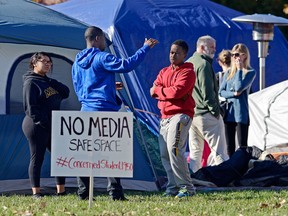 Protesters camp on the lawn at the University of Missouri in Columbia, Mo., in 2015.