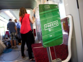 A Presto box is seen inside a Toronto streetcar in a photo taken in July, 2013.