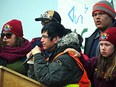 Youth from several different James Bay First Nation communities give speeches in Attawapiskat about the suicide crisis.