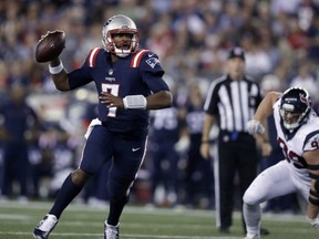 New England Patriots quarterback Jacoby Brissett scrambles during the second half of the Patriots' 27-0 win over Houston on Sept. 22.