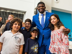 P.K. Subban with young patients Gabriel, David, Liam and Ashley.