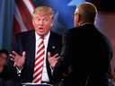 Donald Trump answers a question during a veterans forum with 