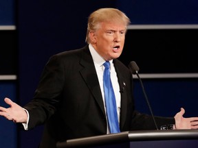 Donald Trump answers a question during the first presidential debate on  Sept. 26.