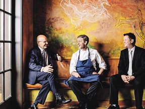 President of Toptable Group, Michael Doyle, left, CinCin executive chef Andrew Richardson, centre, and restaurant director Richard Luxton take five at CinCin.