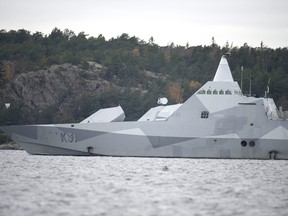 The Swedish corvette HMS Visby. Women may soon be drafted in Sweden as well as men.