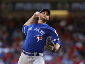Marco Estrada of the Toronto Blue Jays throws a pitch against the Texas Rangers in the ALDS on Oct. 6.