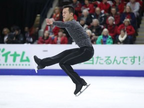 Canada's Patrick Chan performs in the men's Free Skating Program during the 2016 Skate Canada International competition in Mississauga, Ont., on Saturday.