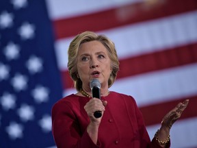 Democratic presidential nominee Hillary Clinton speaks during a town hall meeting Oct. 4, in Haverford, Pa.