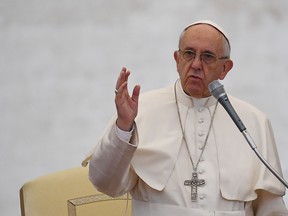 Pope Francis speaks during his weekly general audience at St Peter's square on October 26, 2016 in Vatican.